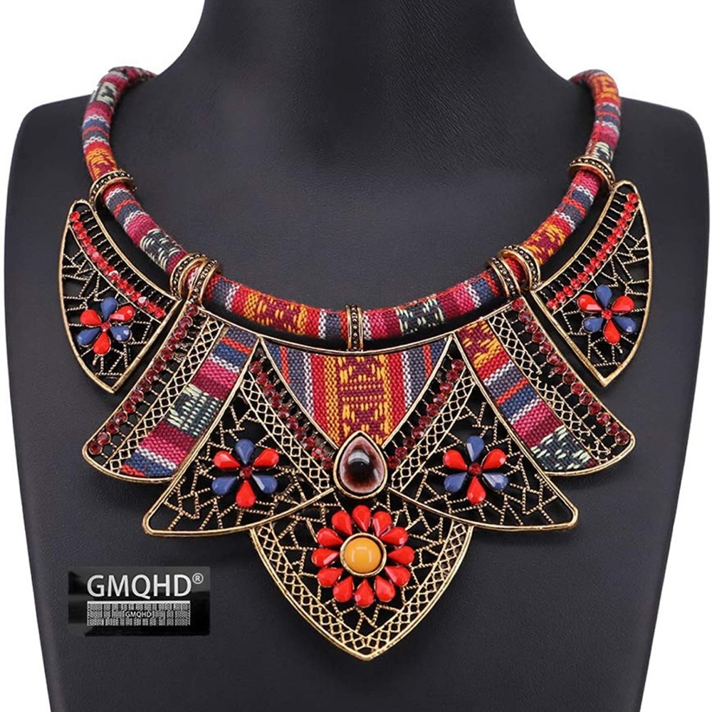 Chunky tribal bib statement necklace!